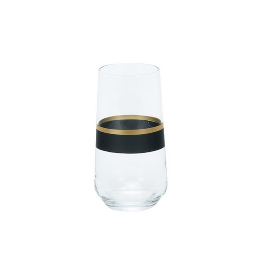 Bricard Gläser-Set Lines Trinkgläser Softdrinkgläser 350 ml 6er-Set Schwarz - Gold