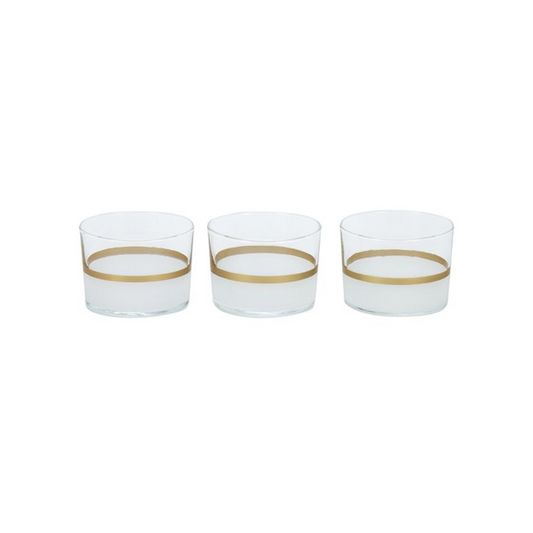Bricard Tumblergläser-Set Lines Trinkglas Whiskygläser 210 ml 3er - Set Weiss - Gold