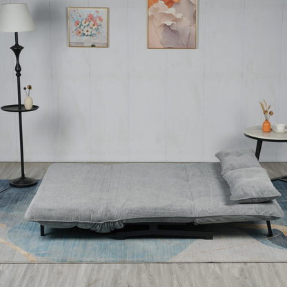 Sofa mit Schlaffunktion in Hochwertige graue Stoff inkl, 2 Rückenkissen 133 × 85 × 83–45H cm