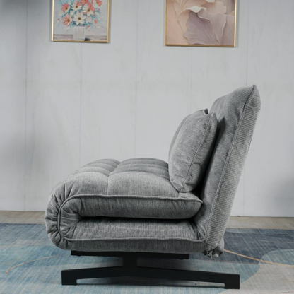 Sofa mit Schlaffunktion in Hochwertige graue Stoff inkl, 2 Rückenkissen 133 × 85 × 83–45H cm