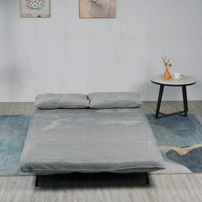 Sofa mit Schlaffunktion in Hochwertige graue Stoff inkl, 2 Rückenkissen 133 × 85 × 83–45H cm