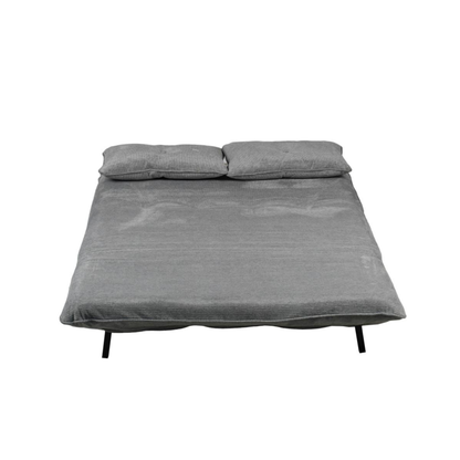 Sofa mit Schlaffunktion in Hochwertige graue Stoff inkl, 2 Rückenkissen 133 × 85 × 83–45H cm