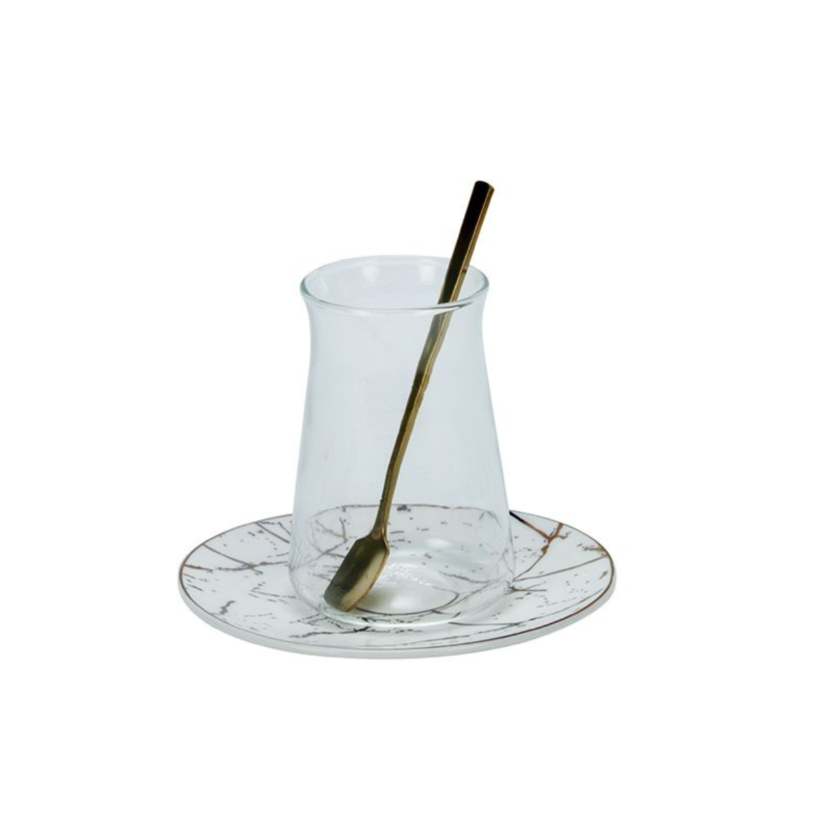 Bricard Marmer Teeglas-Set mit Keramik-Untersetzern – 18-teilig gold