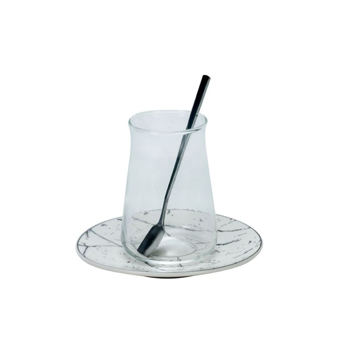Bricard Evry Teeglas-Set mit Keramik-Untersetzern – 18-teilig silber