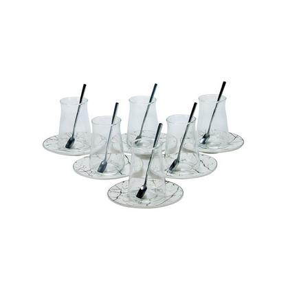 Bricard Evry Teeglas-Set mit Keramik-Untersetzern – 18-teilig silber
