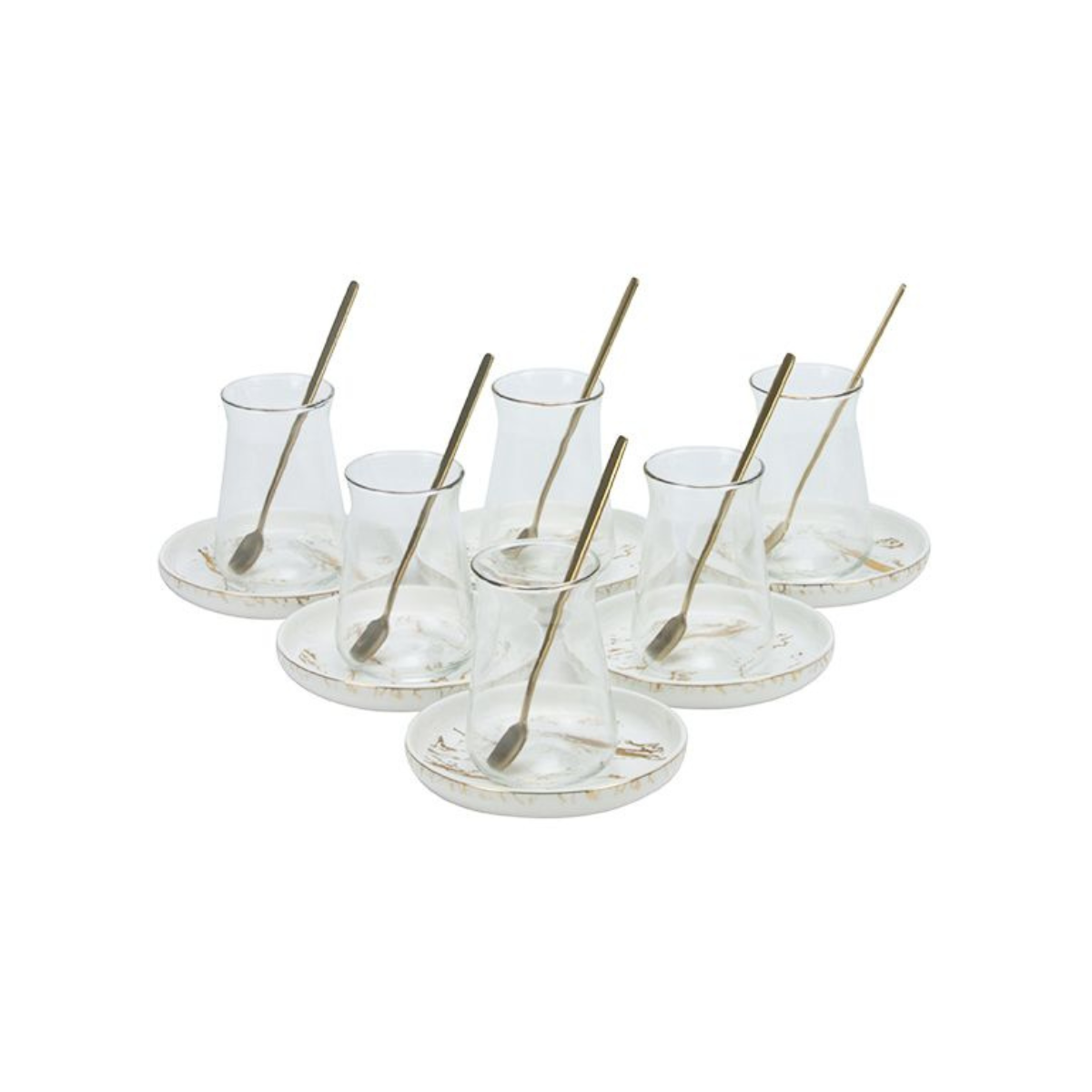 Bricard Marmor Teeglas-Set mit Keramik-Untersetzern – 18-teilig Gold
