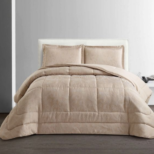 Tagesdecke Set Masal Überwurf Decke 3-Teilig 240 x 250 cm , atmungsaktiv 2-Personen Beige