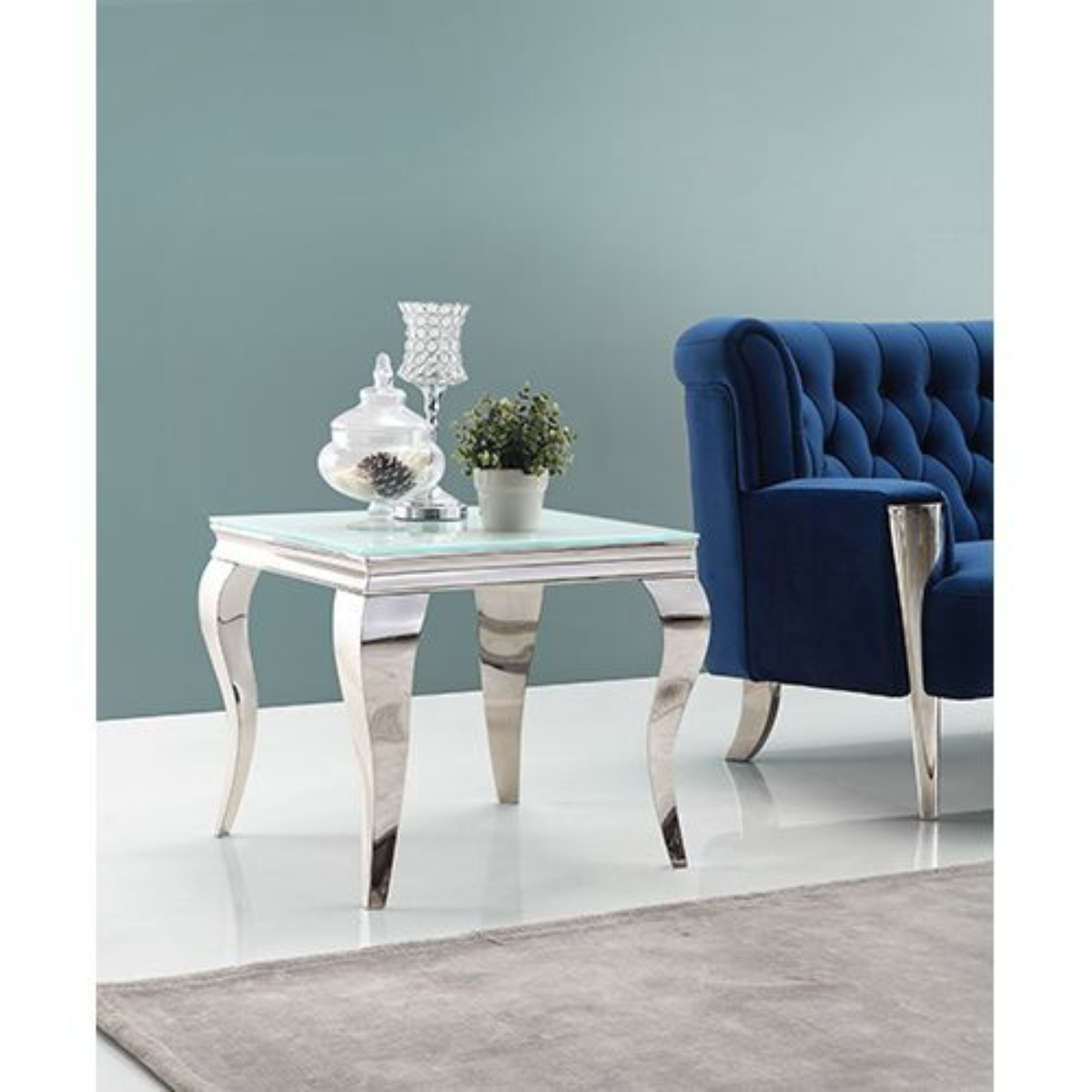 MILANO Beistelltisch Marmoroptik Glas 60x60x55 cm