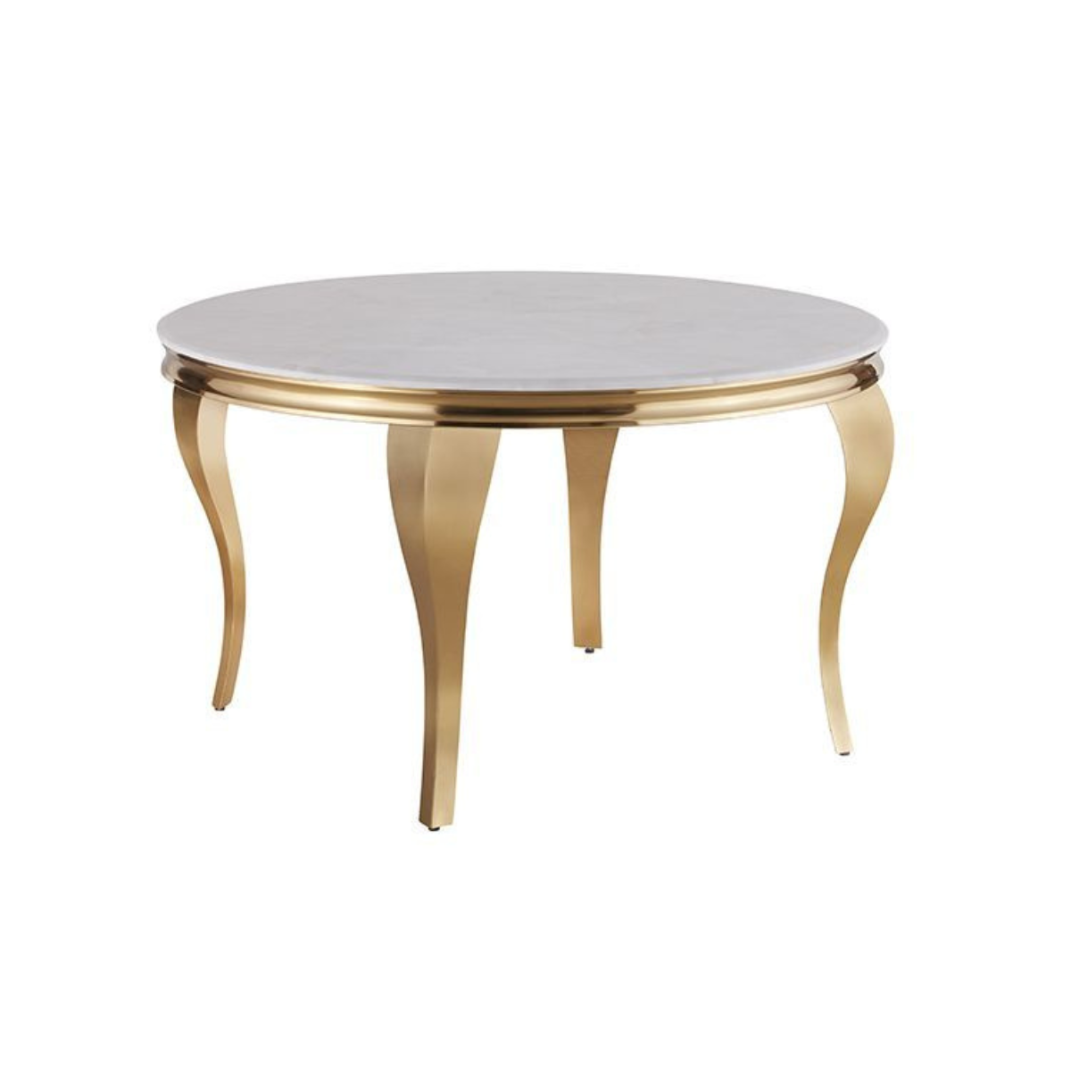 Couchtisch Milano Rund mit edlen Edelstahlbeinen Marmoroptik 100 cm Gold-Weiß