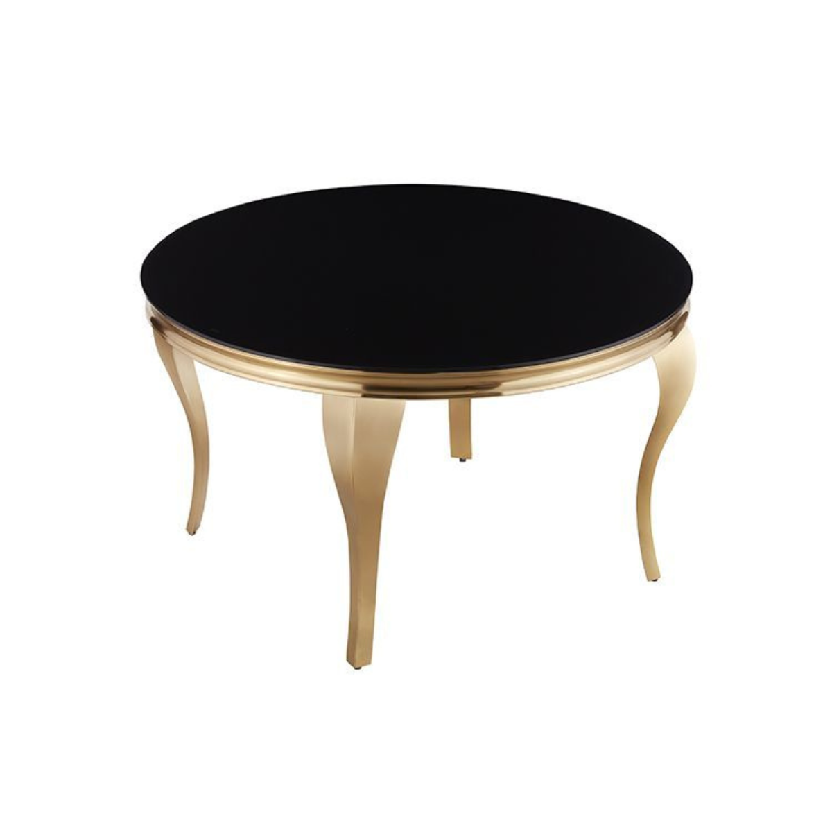 Esstisch Milano Rund mit edlen Edelstahlbeinen Glas/Marmoroptik 130 cm Gold-Schwarz