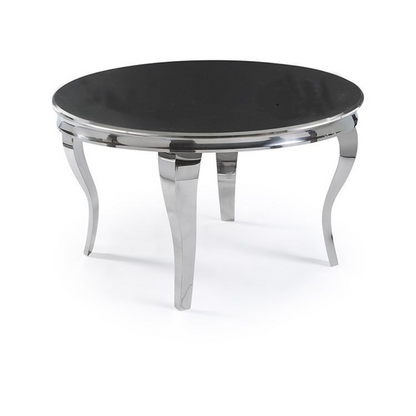 Couchtisch Milano Rund mit edlen Edelstahlbeinen Tischplatte aus Glas 100 cm Silber-Schwarz