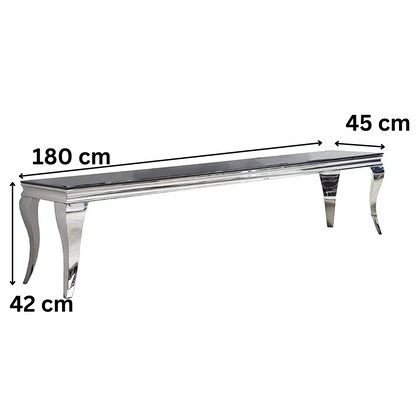 Moderner TV Bank Milano Tischplatte aus Glas 180 cm Schwarz