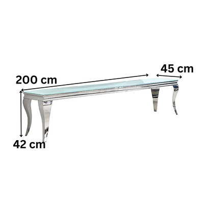 Moderner  TV Bank Milano Tischplatte aus Glas 200 cm Weiß