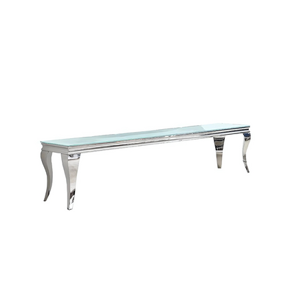 Moderner  TV Bank Milano Tischplatte aus Glas 200 cm Weiß
