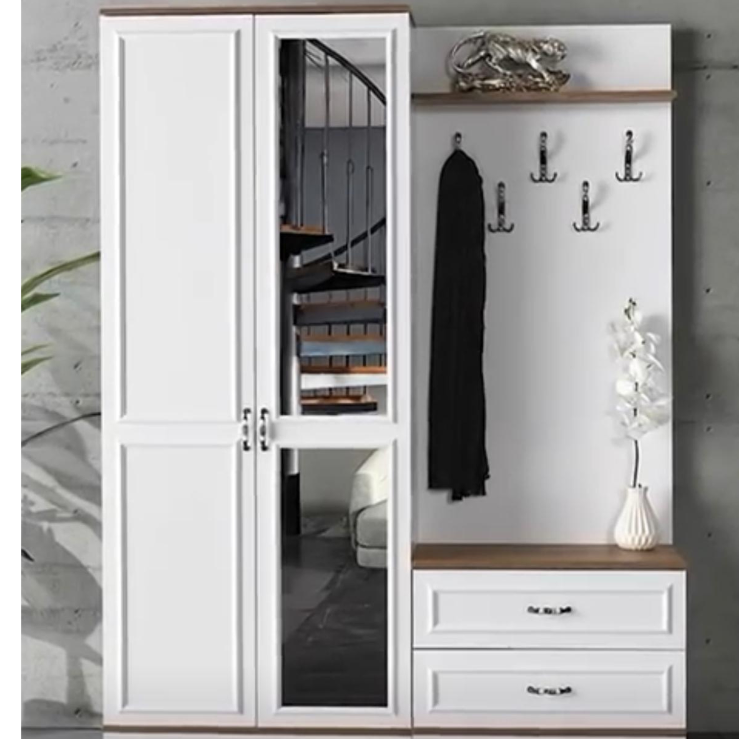 Garderobe OLGA weiß matt 150x40x196 cm