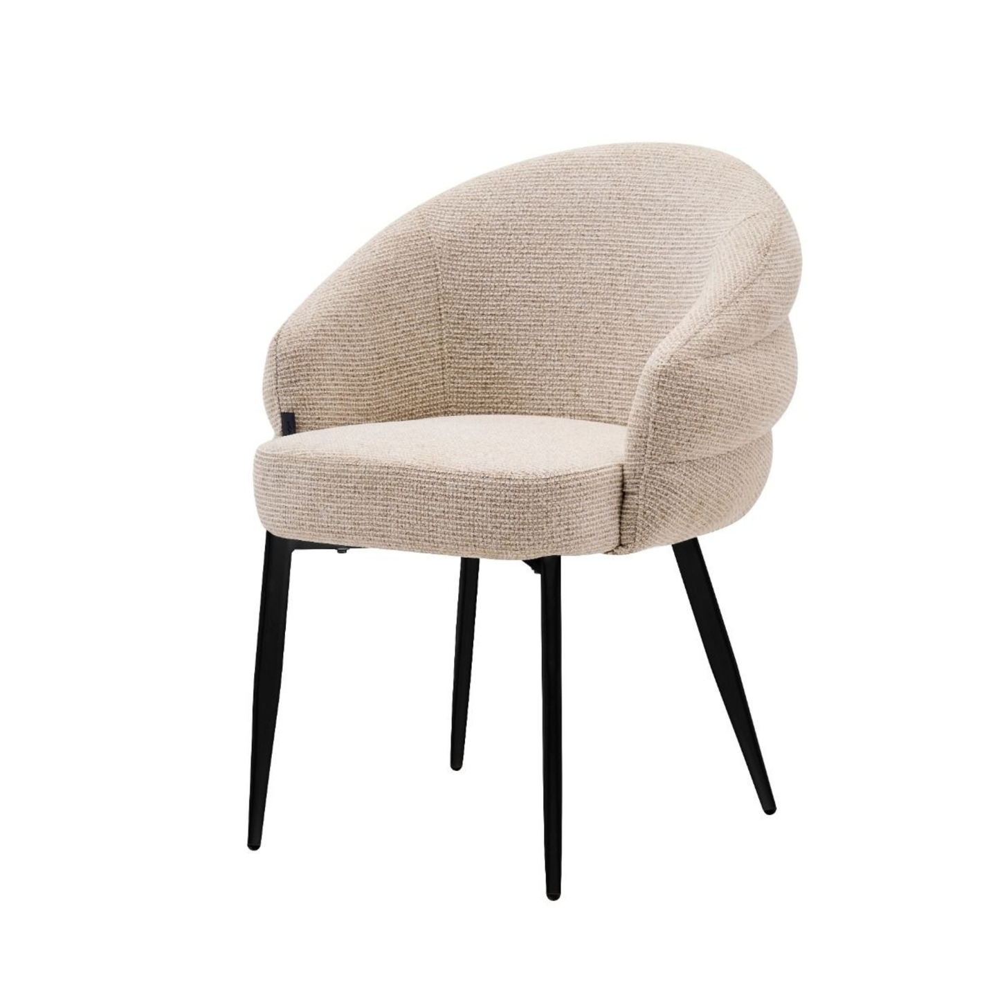 Esszimmerstuhl OSTUNI Organischer Polsterstuhl in Beige mit schwarzen Beinen