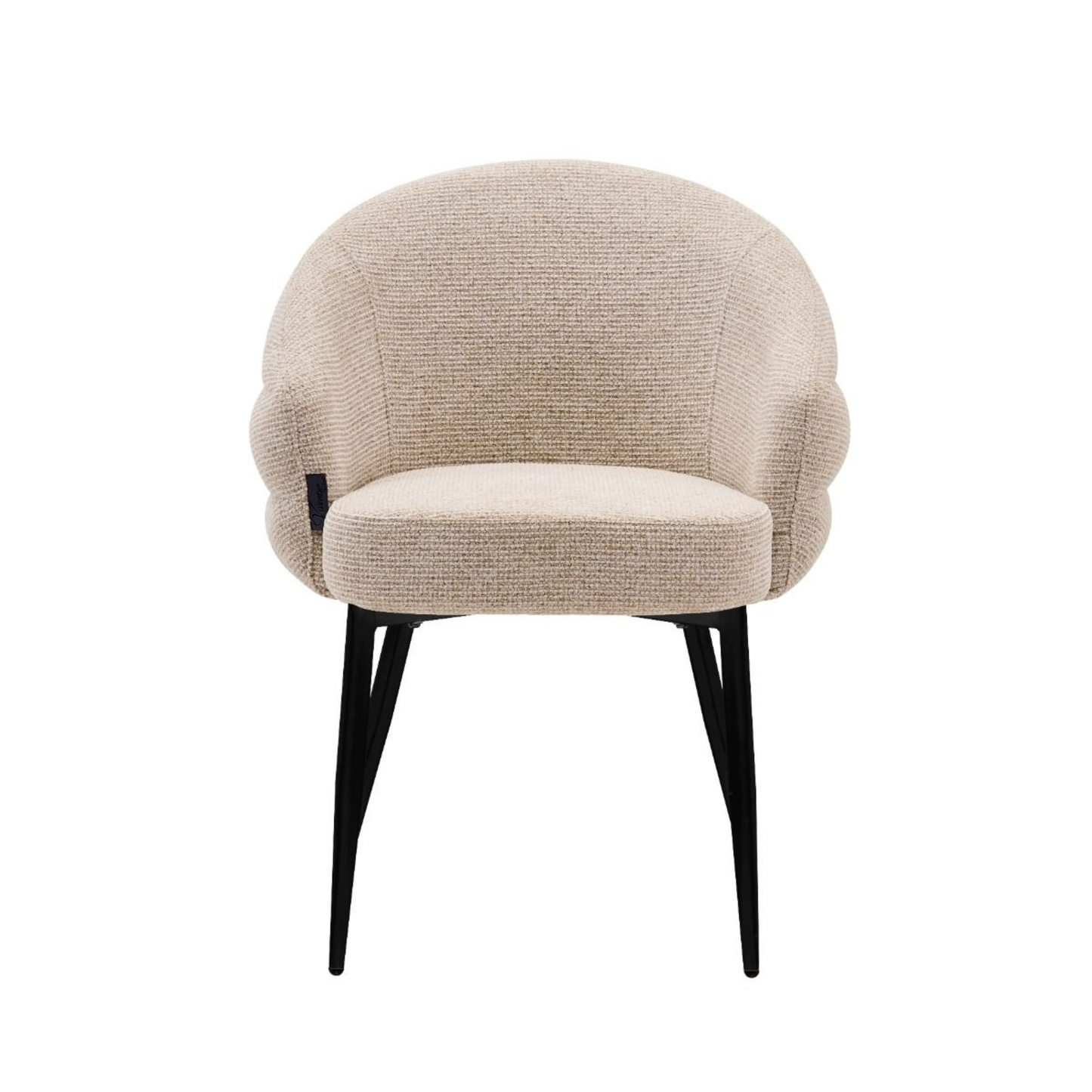Esszimmerstuhl OSTUNI Organischer Polsterstuhl in Beige mit schwarzen Beinen