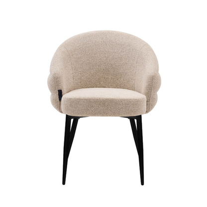 Esszimmerstuhl OSTUNI Organischer Polsterstuhl in Beige mit schwarzen Beinen