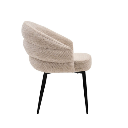 Esszimmerstuhl OSTUNI Organischer Polsterstuhl in Beige mit schwarzen Beinen