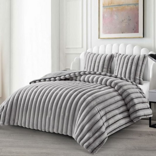 Tagesdecke Set Peri Überwurf Decke 3-Teilig 235X250 CM , atmungsaktiv 2-Personen grau