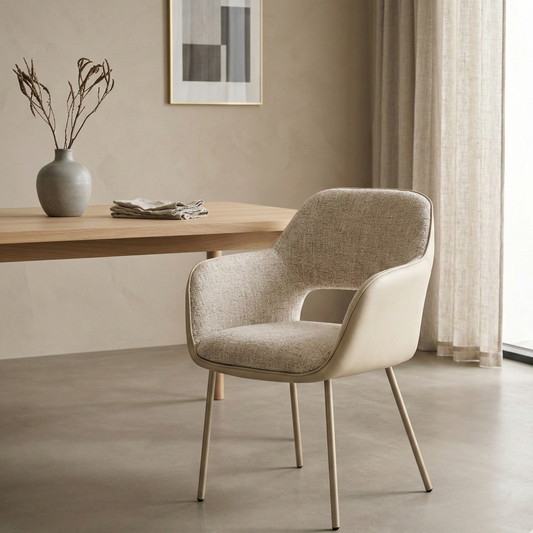 Esszimmerstuhl PISA Moderner Polsterstuhl in Beige mit Tone-in-Tone Gestell