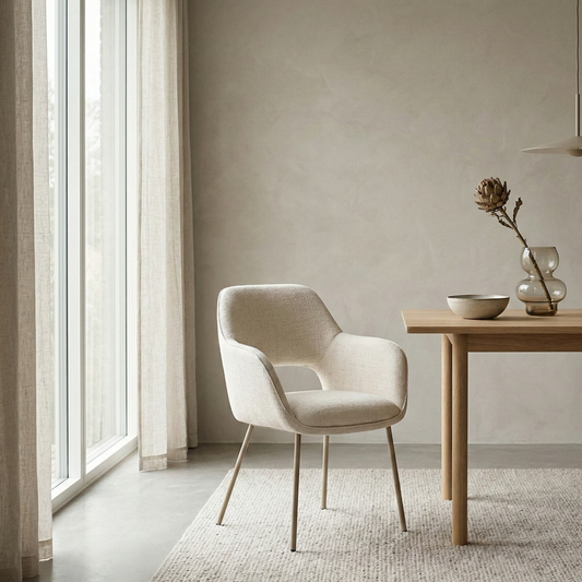 Esszimmerstuhl PISA Moderner Polsterstuhl in Creme mit Tone-in-Tone Gestell