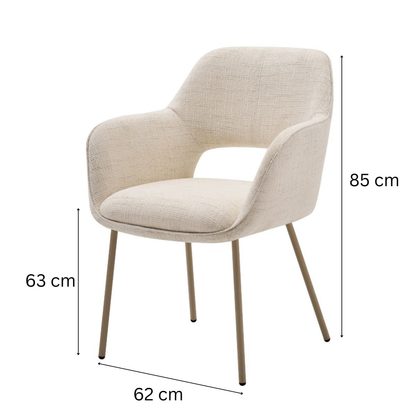 Esszimmerstuhl PISA Moderner Polsterstuhl in Creme mit Tone-in-Tone Gestell