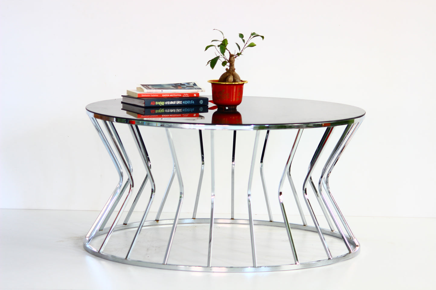 Sanduhr Couchtisch schwarz gold 80x80cm