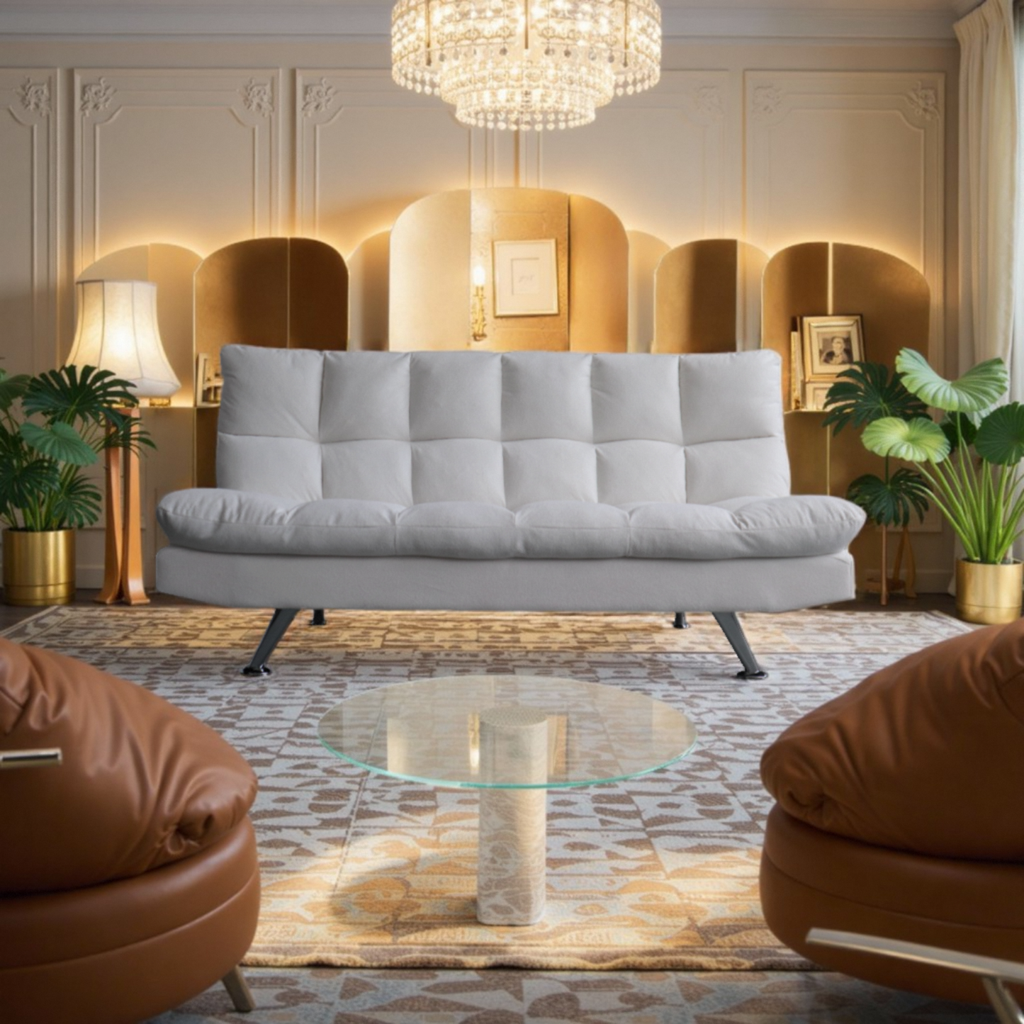 Puffy Deluxe Sofa mit Schlaffunktion 2 in 1 Design Weiss