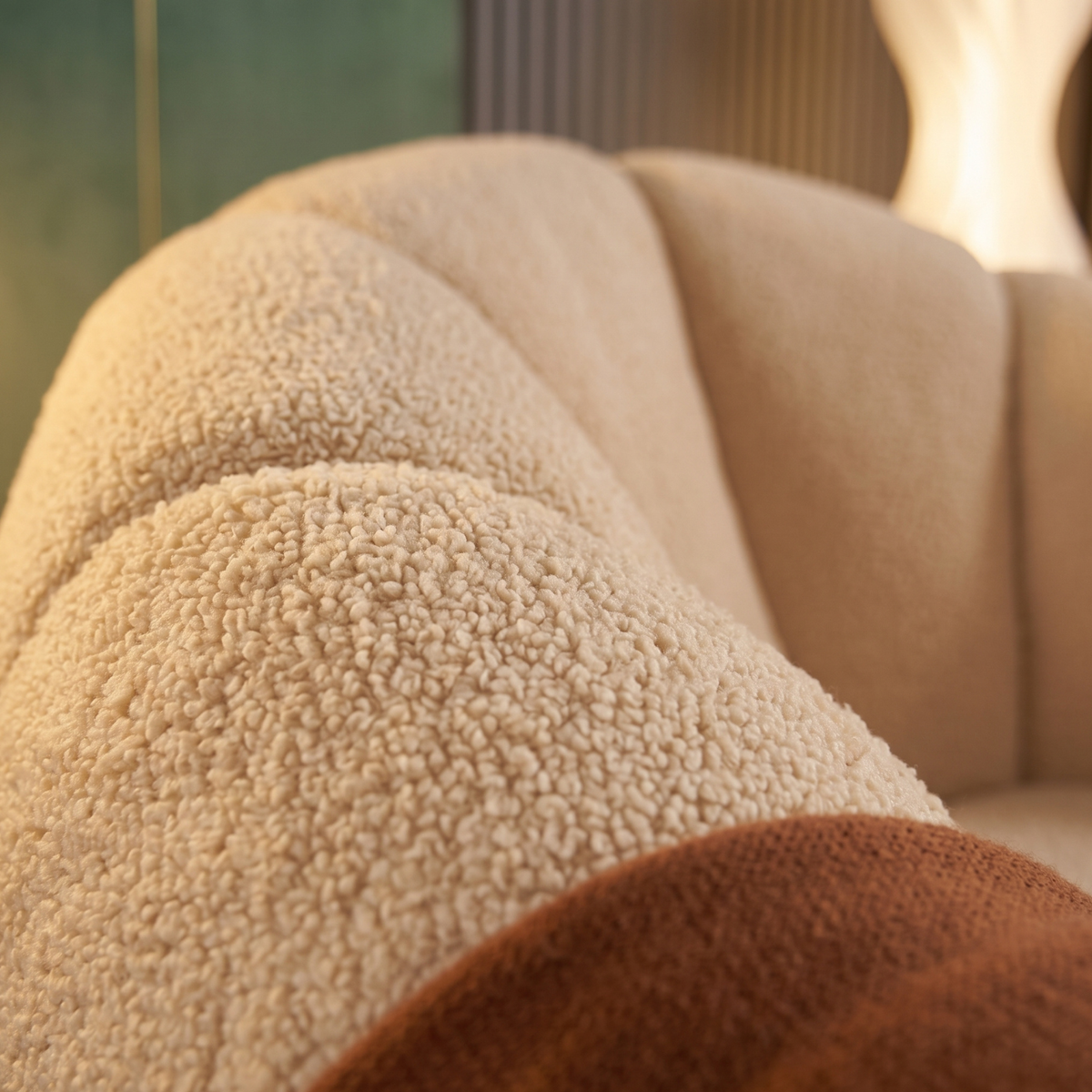 Drehsessel Kürbis Sessel 360° Drehfunktion Relaxsessel inkl. Hocker Beige