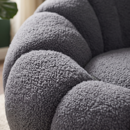 Drehsessel Kürbis Sessel 360° Drehfunktion Relaxsessel inkl. Hocker Grau