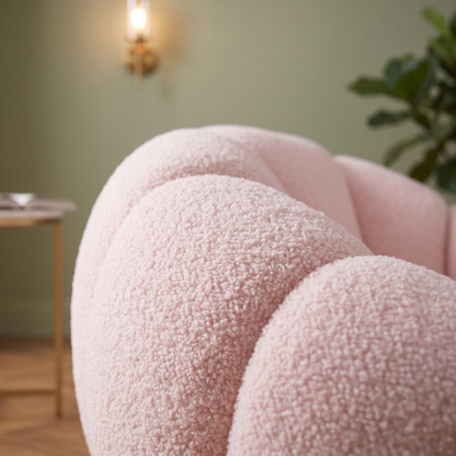 Drehsessel Kürbis Sessel 360° Drehfunktion Relaxsessel inkl. Hocker Rosa