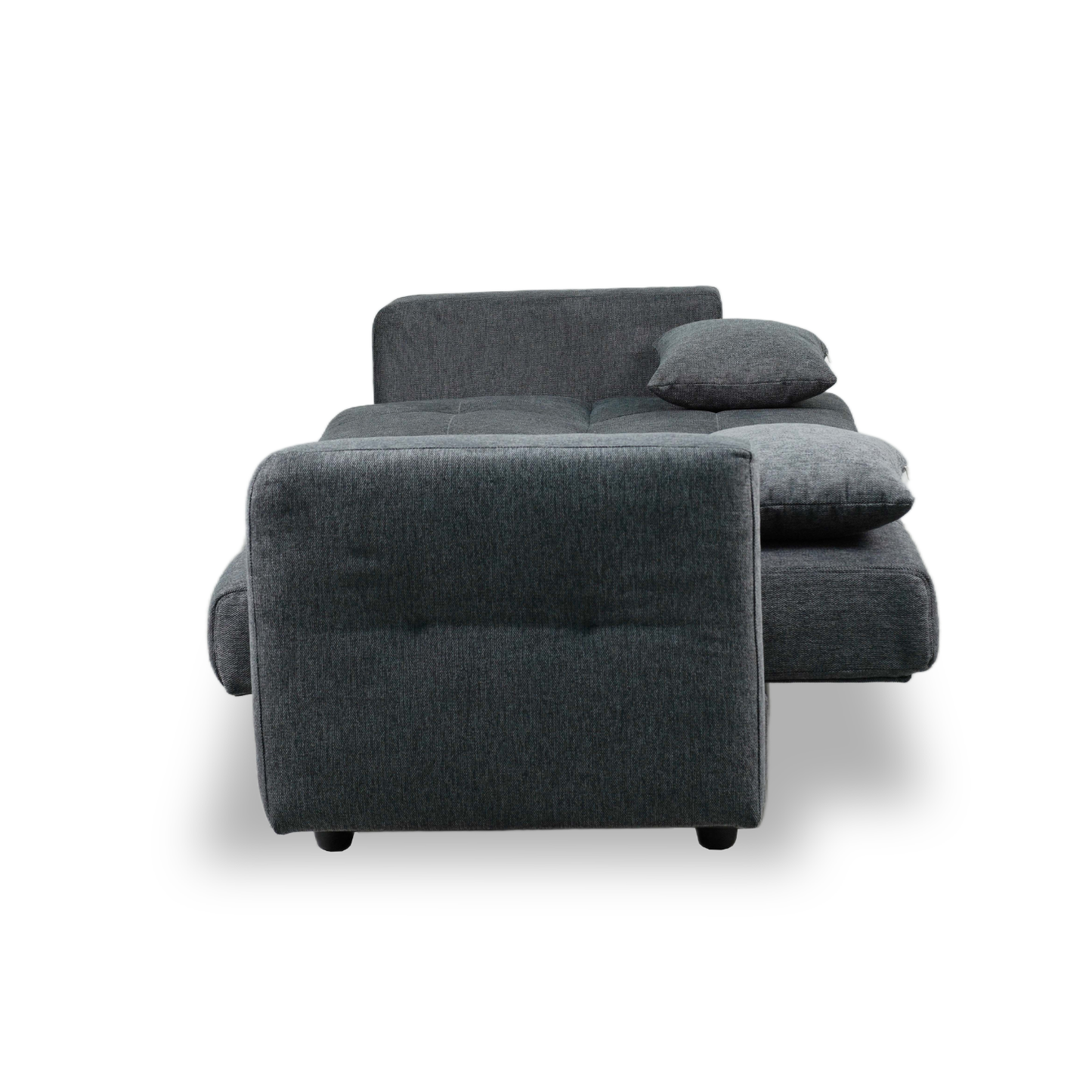Sofa mit Schlaffunktion in Hochwertige graue Stoff inkl, 2 Rückenkissen