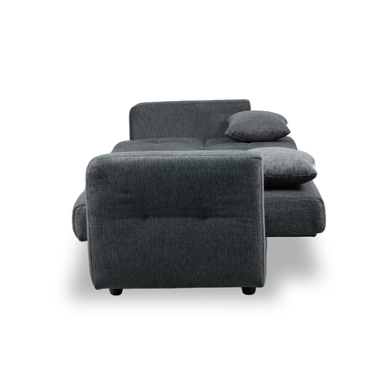 Sofa mit Schlaffunktion in Hochwertige graue Stoff inkl, 2 Rückenkissen