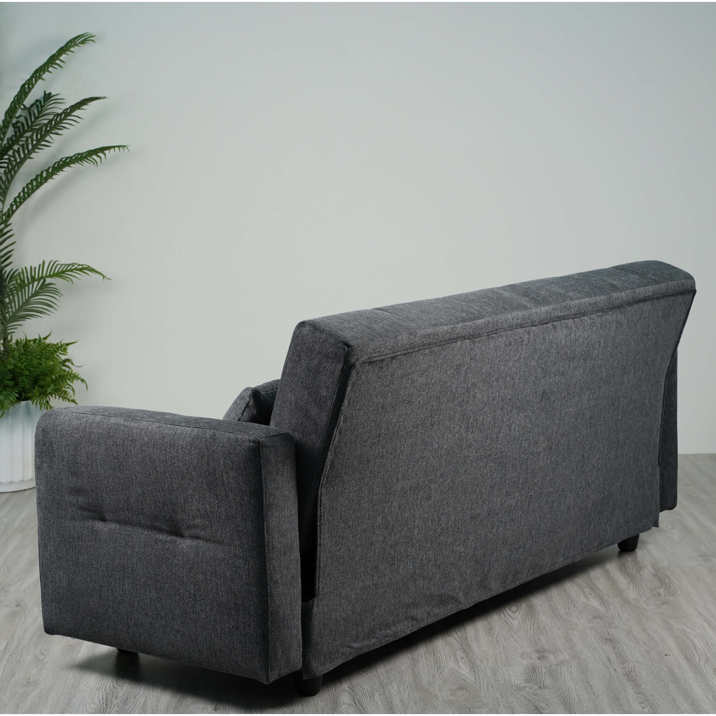 Sofa mit Schlaffunktion in Hochwertige graue Stoff inkl, 2 Rückenkissen