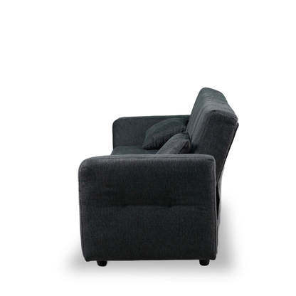 Sofa mit Schlaffunktion in Hochwertige graue Stoff inkl, 2 Rückenkissen