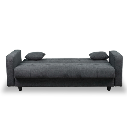 Sofa mit Schlaffunktion in Hochwertige graue Stoff inkl, 2 Rückenkissen