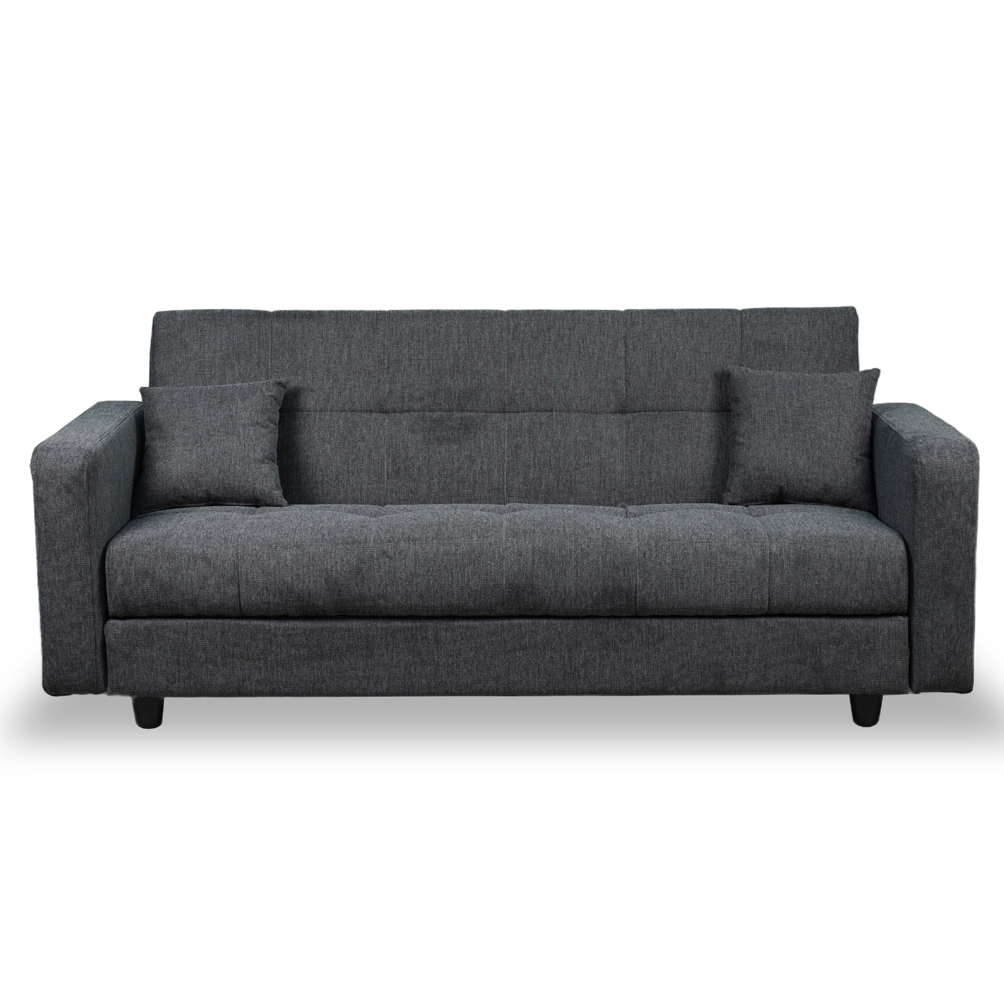Sofa mit Schlaffunktion in Hochwertige graue Stoff inkl, 2 Rückenkissen