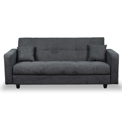 Sofa mit Schlaffunktion in Hochwertige graue Stoff inkl, 2 Rückenkissen