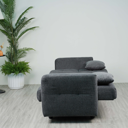 Sofa mit Schlaffunktion in Hochwertige graue Stoff inkl, 2 Rückenkissen
