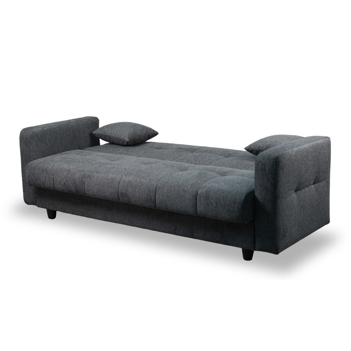 Sofa mit Schlaffunktion in Hochwertige graue Stoff inkl, 2 Rückenkissen