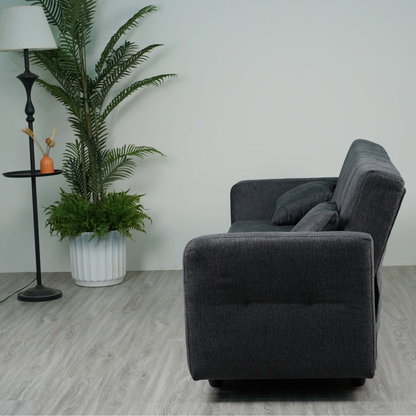 Sofa mit Schlaffunktion in Hochwertige graue Stoff inkl, 2 Rückenkissen