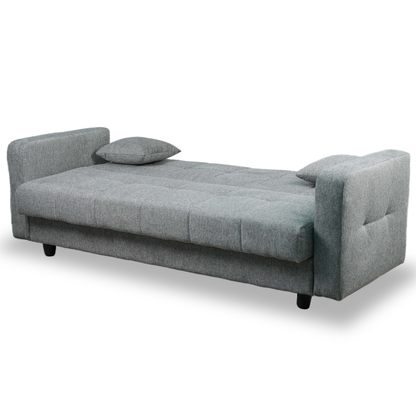 Sofa mit Schlaffunktion in Hochwertige graue Stoff inkl, 2 Rückenkissen