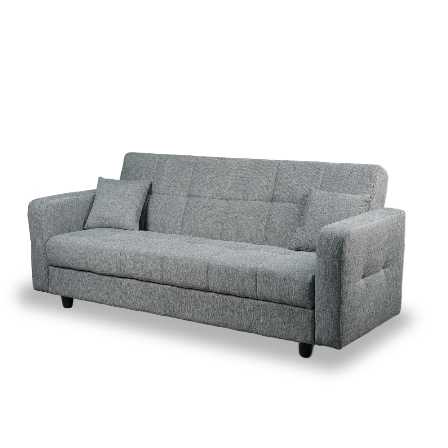 Sofa mit Schlaffunktion in Hochwertige graue Stoff inkl, 2 Rückenkissen