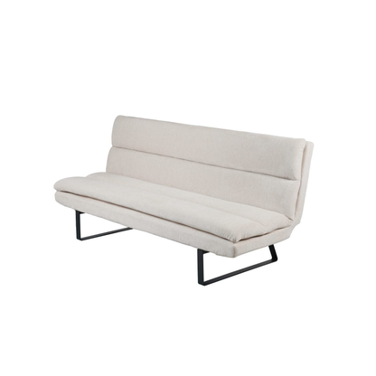 Sofa mit Schlaffunktion 2er Sitz in Beige Stoffbezug mit Metallgestell 195 x 82 x 88H cm