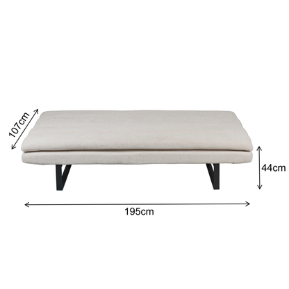 Sofa mit Schlaffunktion 2er Sitz in Beige Stoffbezug mit Metallgestell 195 x 82 x 88H cm