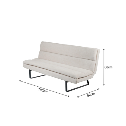 Sofa mit Schlaffunktion 2er Sitz in Beige Stoffbezug mit Metallgestell 195 x 82 x 88H cm