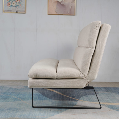 Sofa mit Schlaffunktion 2er Sitz in Beige Stoffbezug mit Metallgestell 195 x 82 x 88H cm