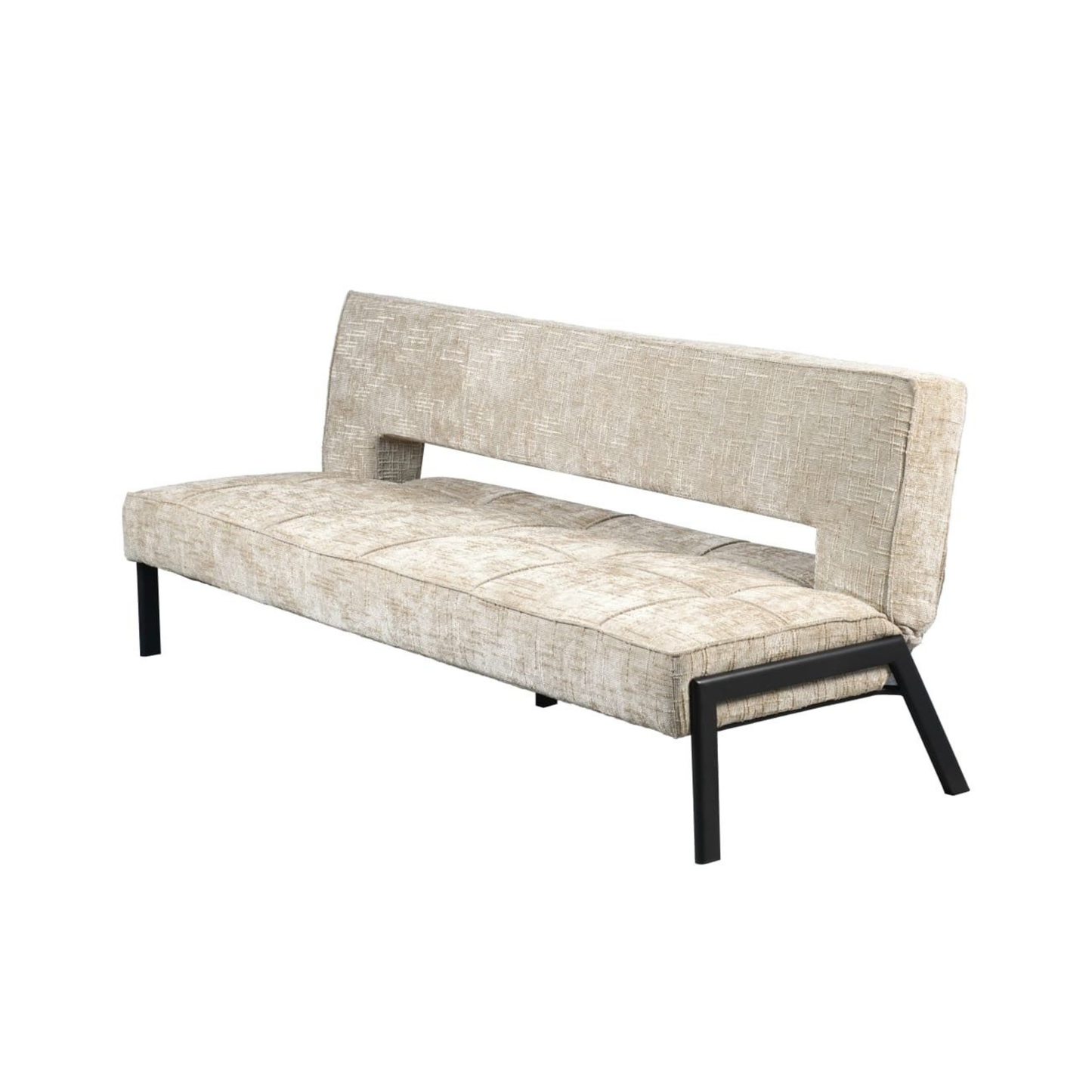 Sofa mit Schlaffunktion Modernes Design 2 in 1 Funktion Beige 195x79x85 cm Metallgestell 2er Sitz