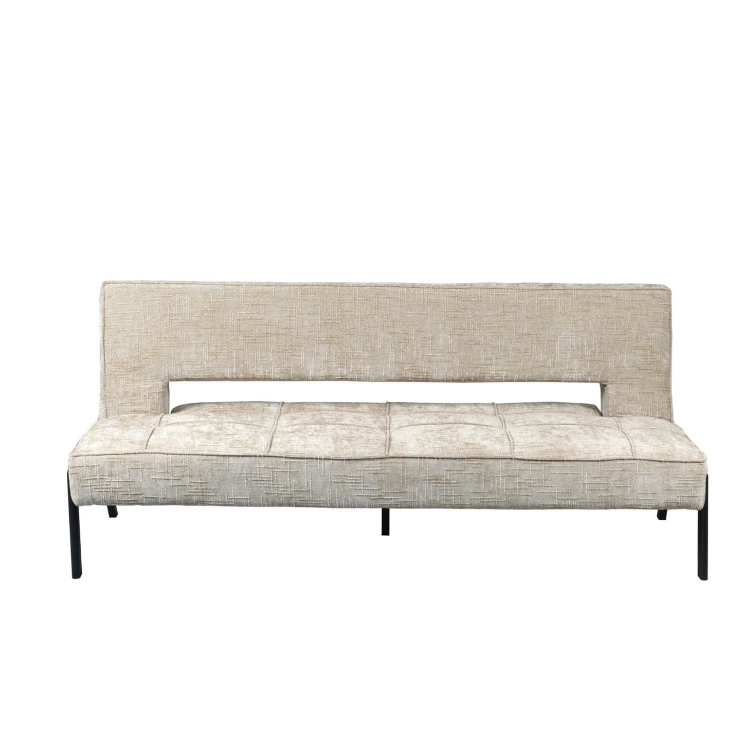 Sofa mit Schlaffunktion Modernes Design 2 in 1 Funktion Beige 195x79x85 cm Metallgestell 2er Sitz